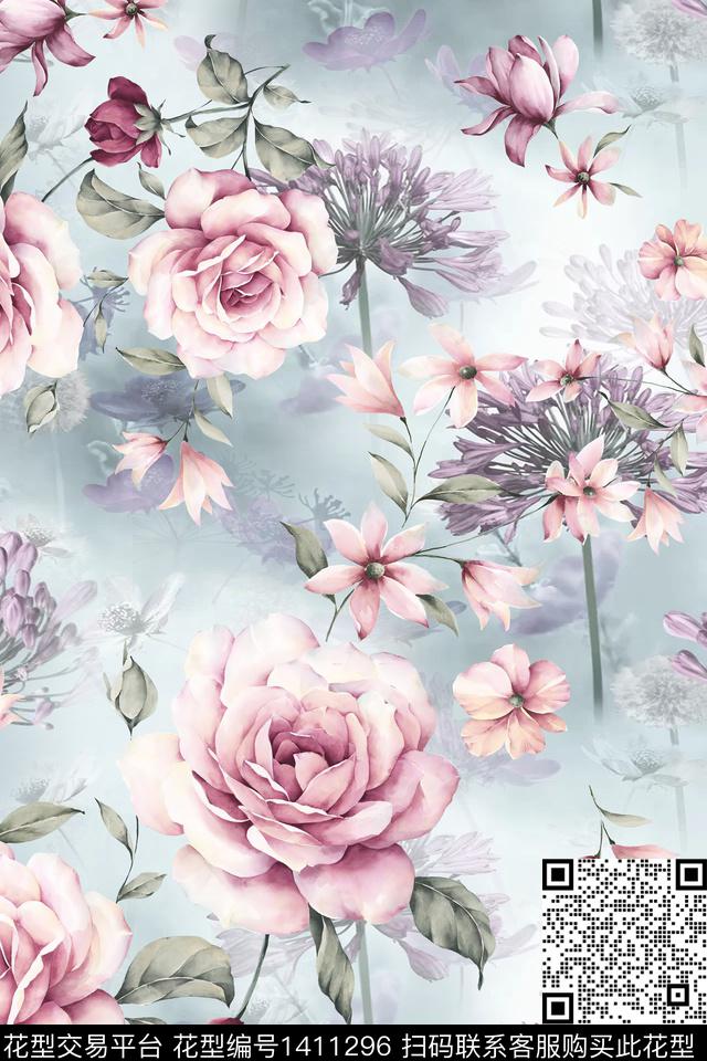 肌理大牌风小清新数码印花华亿平台下载（图片编号: 1411296） - 瓦栏（Walan）