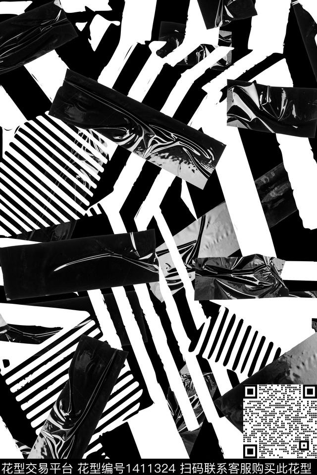 字母格子迷彩数码印花华亿平台下载（图片编号: 1411324） - 瓦栏（Walan）