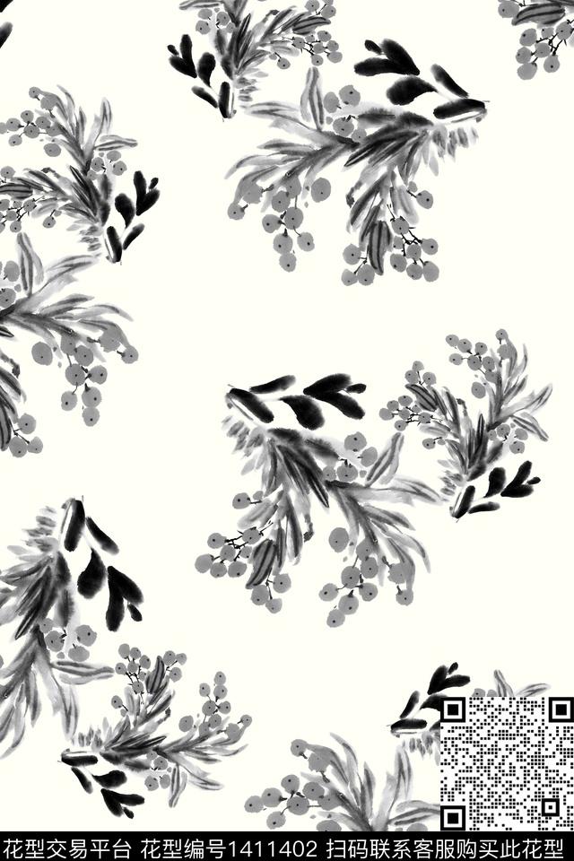 花卉年轻女性大牌风数码印花华亿平台下载（图片编号: 1411402） - 瓦栏（Walan）