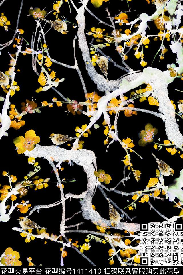 花卉年轻女性大牌风数码印花华亿平台下载（图片编号: 1411410） - 瓦栏（Walan）