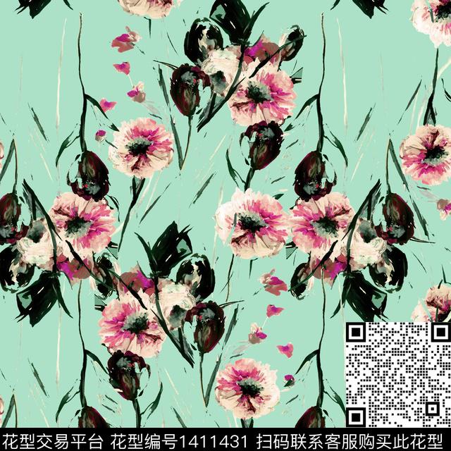 绿植树叶花卉大牌风数码印花华亿平台下载（图片编号: 1411431） - 瓦栏（Walan）