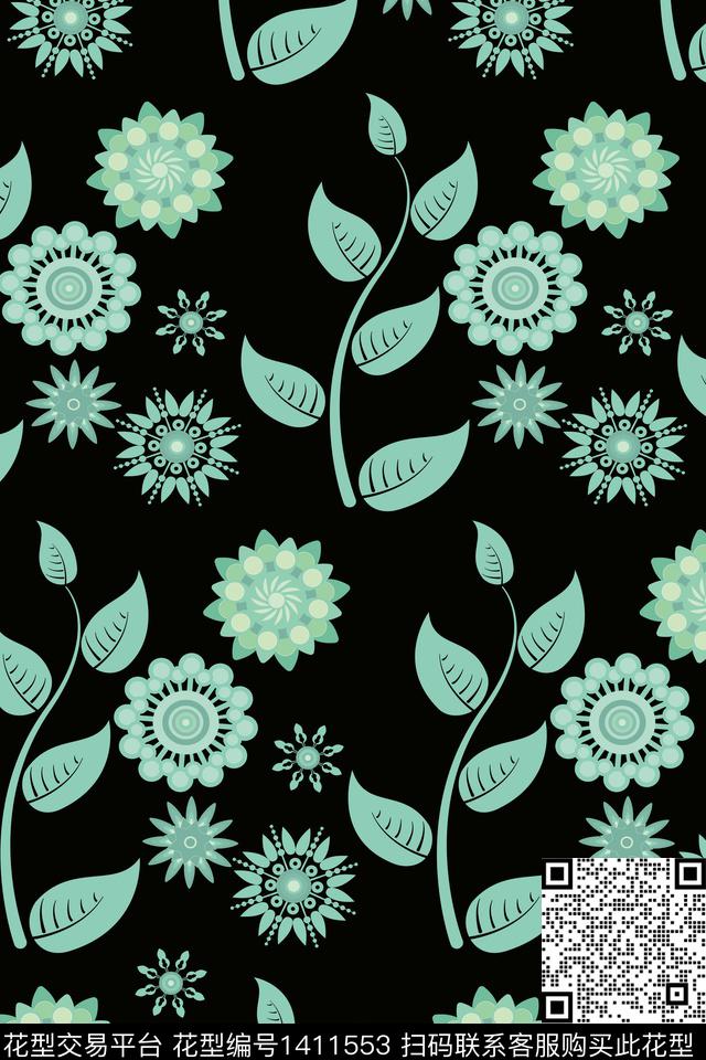 手绘卡通小碎花数码印花华亿平台下载（图片编号: 1411553） - 瓦栏（Walan）