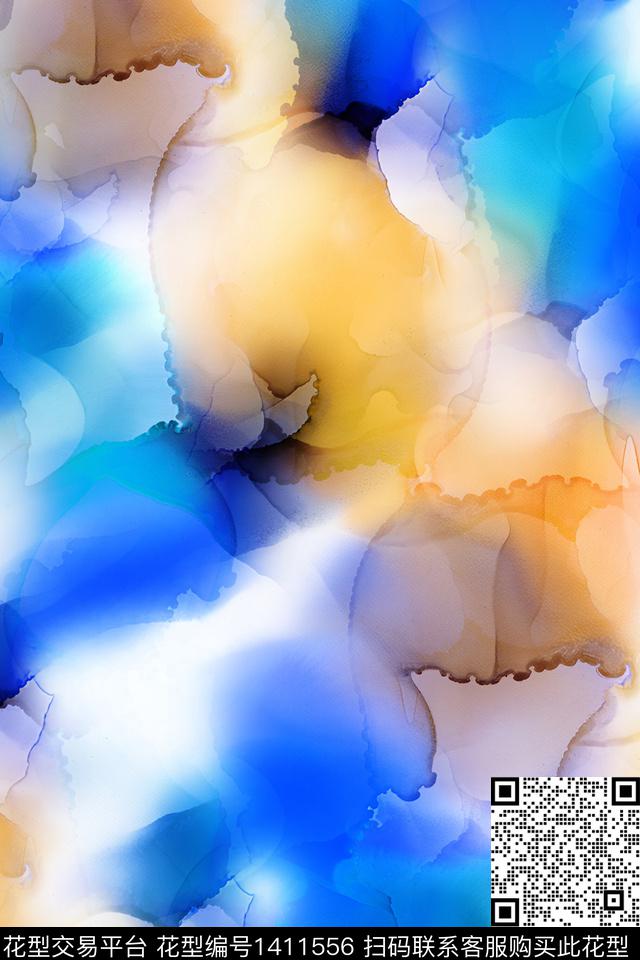 肌理扎染华亿平台抽象花卉数码印花华亿平台下载（图片编号: 1411556） - 瓦栏（Walan）