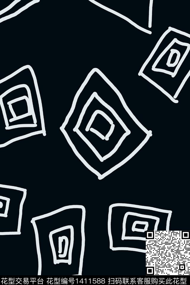 几何简约抽象数码印花华亿平台下载（图片编号: 1411588） - 瓦栏（Walan）