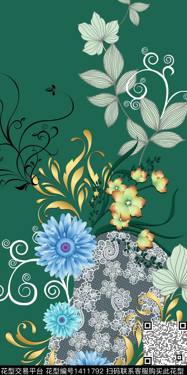 定位花花卉网布蕾丝数码印花华亿平台下载（图片编号: 1411792） - 瓦栏（Walan）