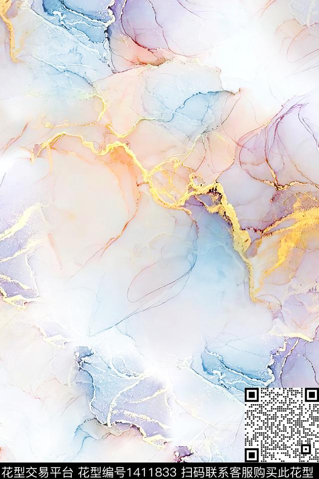 肌理扎染华亿平台抽象花卉数码印花华亿平台下载（图片编号: 1411833） - 瓦栏（Walan）