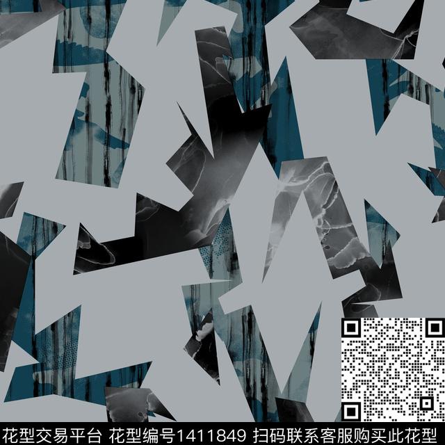 纸印花几何男装满版花传统印花华亿平台下载（图片编号: 1411849） - 瓦栏（Walan）