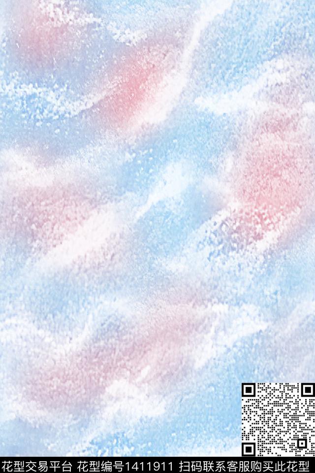 肌理水彩抽象花卉数码印花华亿平台下载（图片编号: 1411911） - 瓦栏（Walan）