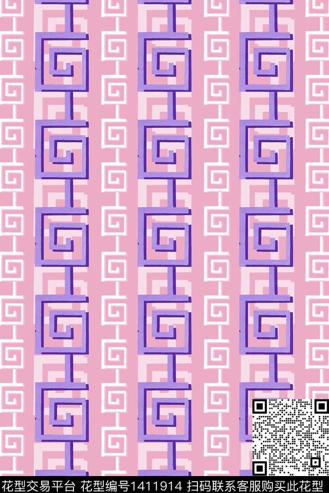 几何简约大牌风传统印花华亿平台下载（图片编号: 1411914） - 瓦栏（Walan）