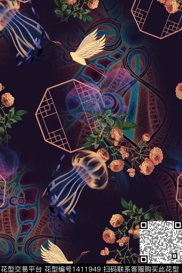 连衣裙香云纱中国风传统印花华亿平台下载（图片编号: 1411949） - 瓦栏（Walan）