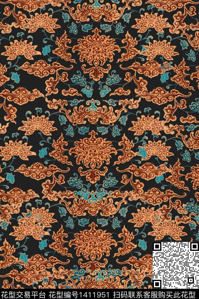 连衣裙香云纱中国风传统印花华亿平台下载（图片编号: 1411951） - 瓦栏（Walan）