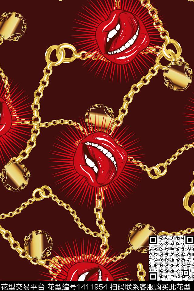 嘴唇口红大牌风数码印花华亿平台下载（图片编号: 1411954） - 瓦栏（Walan）