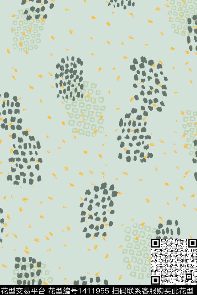 涂鸦几何抽象数码印花华亿平台下载（图片编号: 1411955） - 瓦栏（Walan）