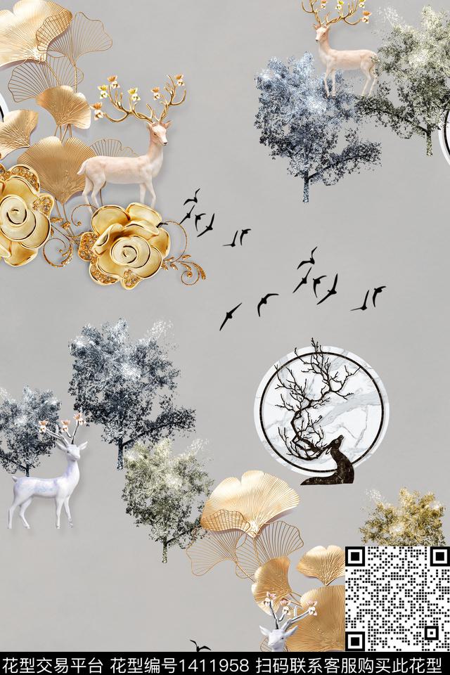 旗袍香云纱真丝数码印花华亿平台下载（图片编号: 1411958） - 瓦栏（Walan）