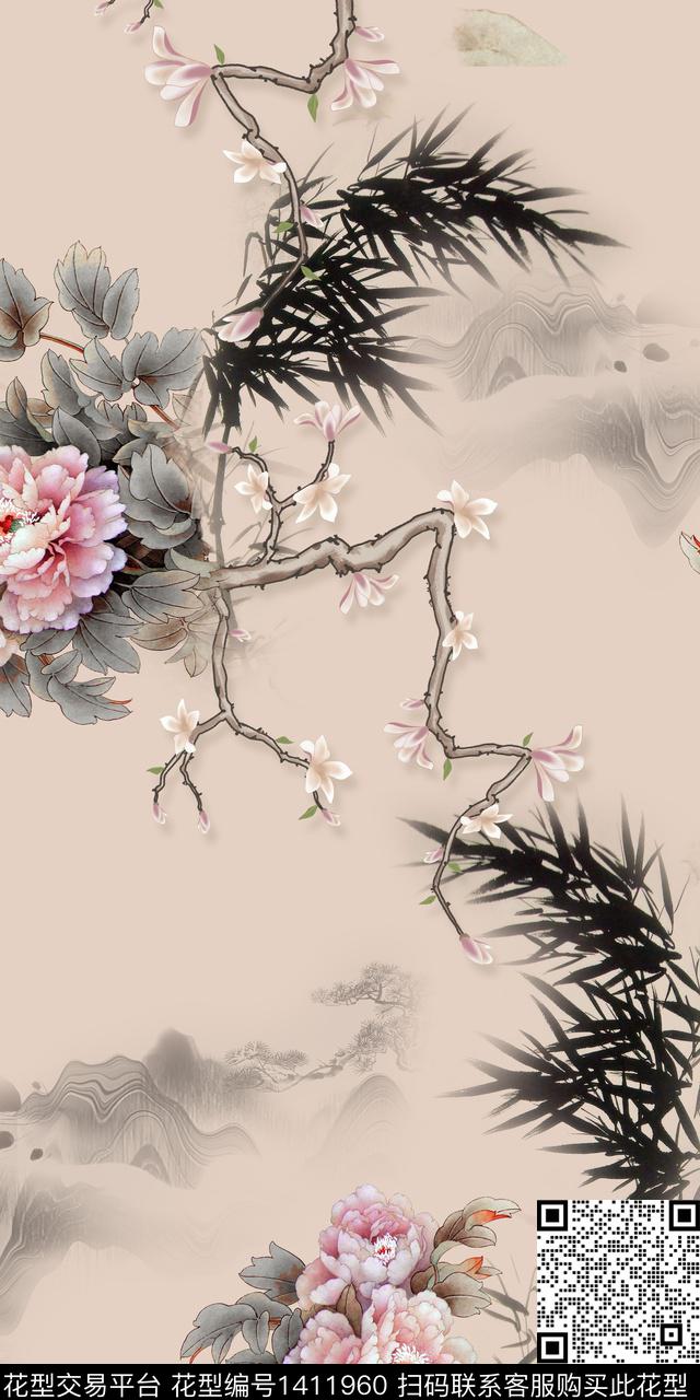 旗袍香云纱真丝数码印花华亿平台下载（图片编号: 1411960） - 瓦栏（Walan）