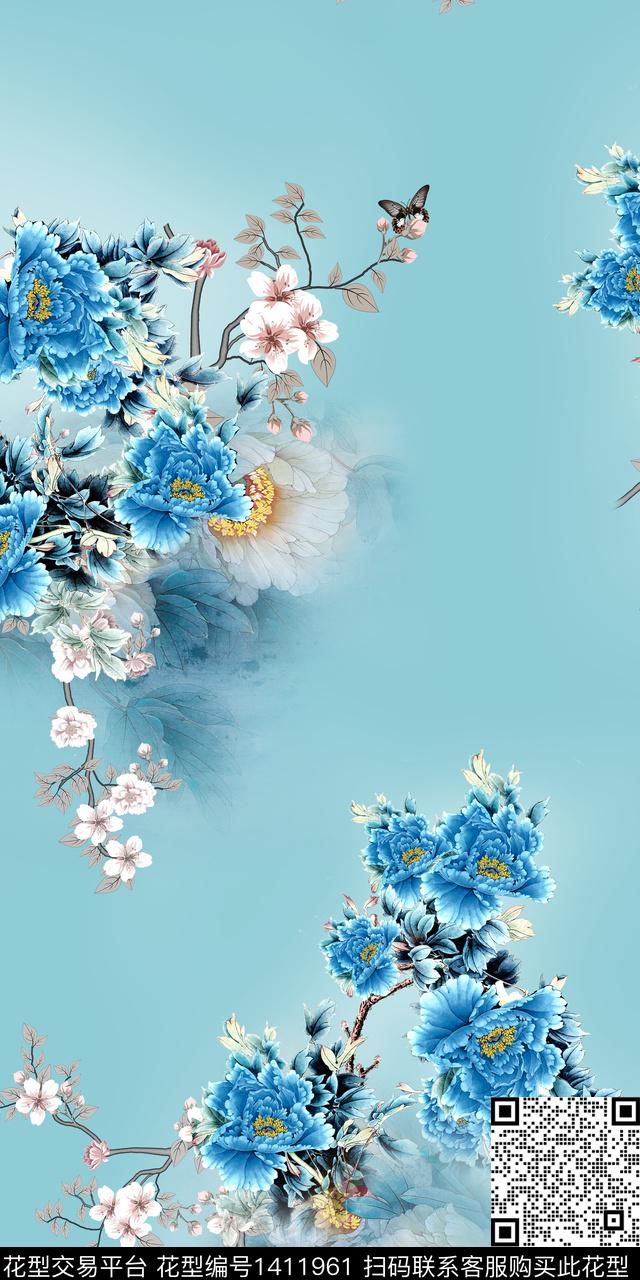 旗袍香云纱真丝数码印花华亿平台下载（图片编号: 1411961） - 瓦栏（Walan）