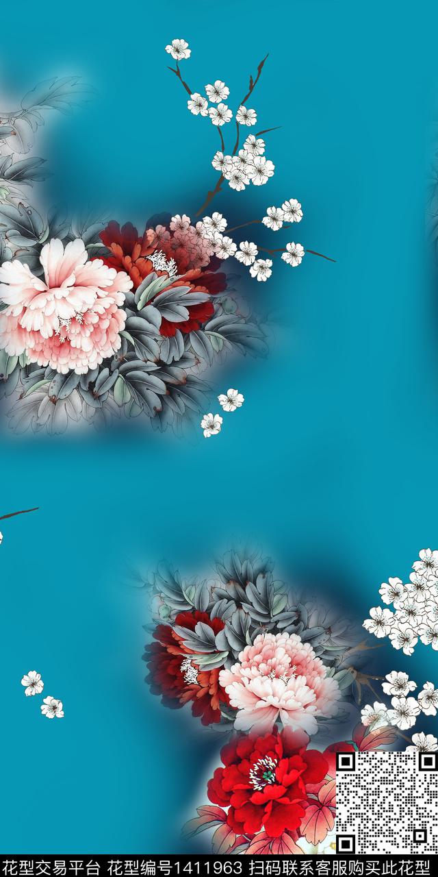 旗袍香云纱真丝数码印花华亿平台下载（图片编号: 1411963） - 瓦栏（Walan）