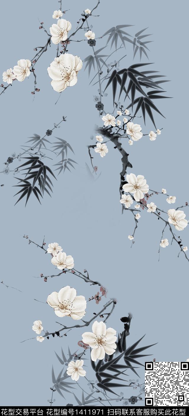 旗袍香云纱真丝数码印花华亿平台下载（图片编号: 1411971） - 瓦栏（Walan）