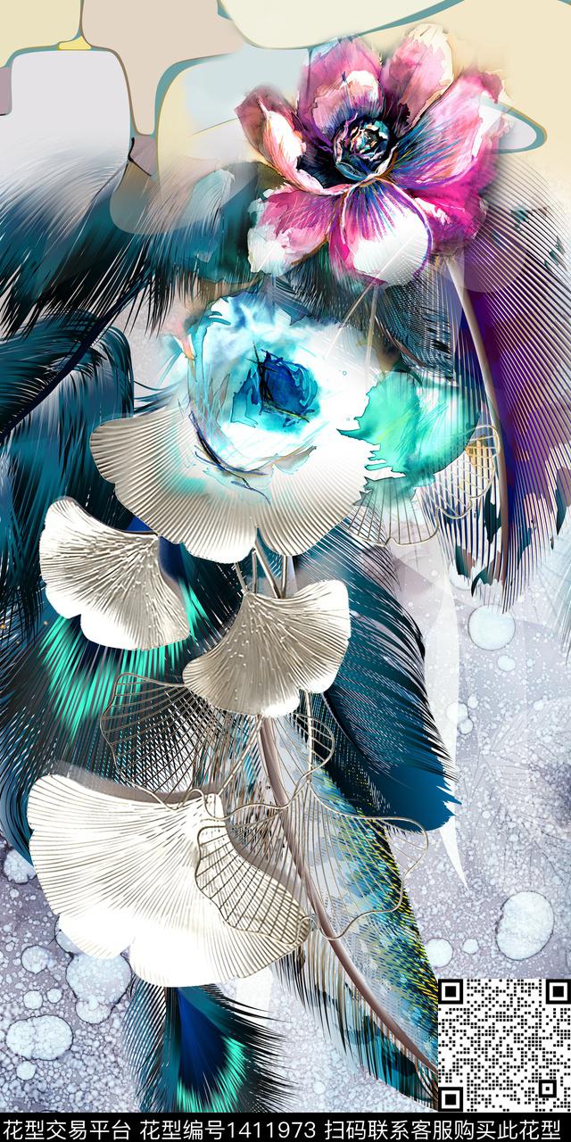 民族花卉女装定位花真丝数码印花华亿平台下载（图片编号: 1411973） - 瓦栏（Walan）