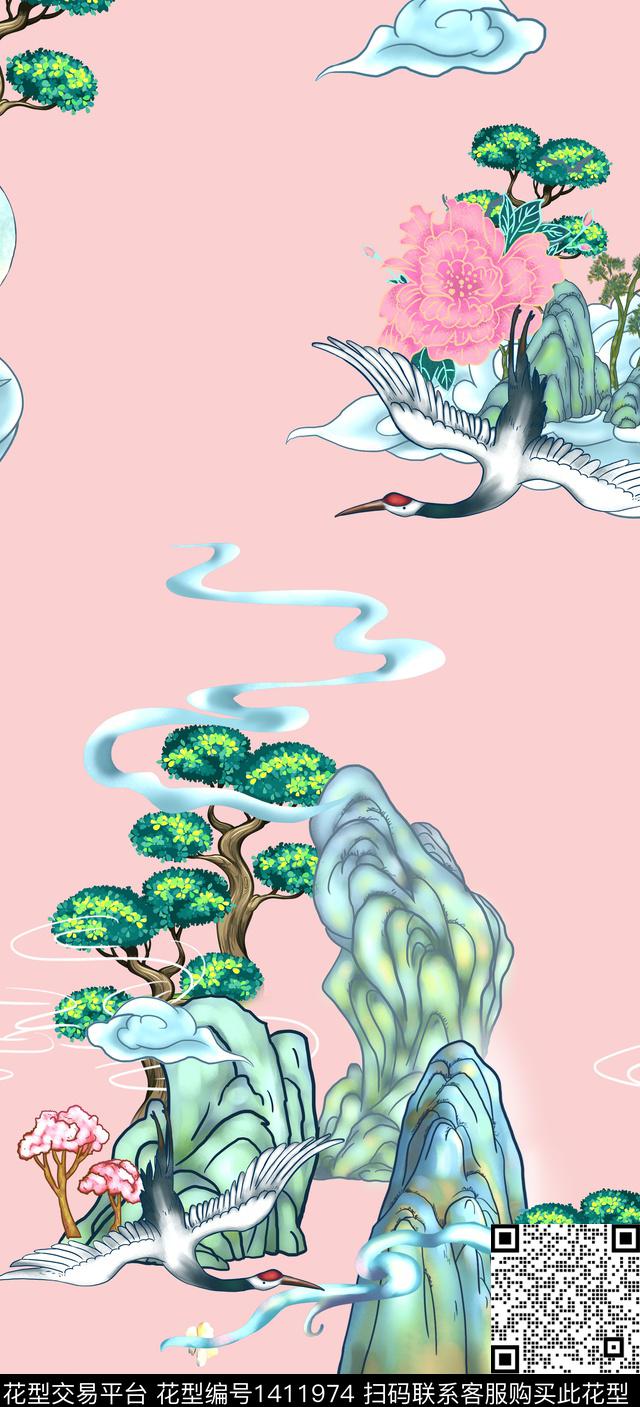 旗袍卡通真丝数码印花华亿平台下载（图片编号: 1411974） - 瓦栏（Walan）