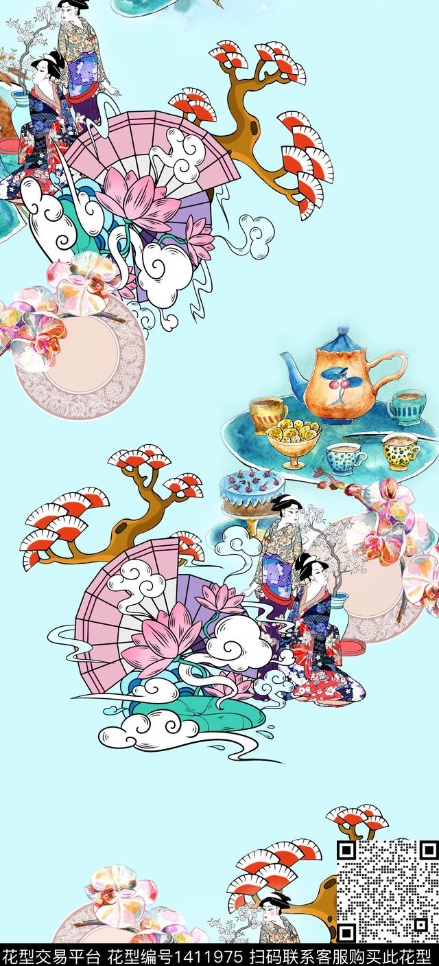 旗袍卡通真丝数码印花华亿平台下载（图片编号: 1411975） - 瓦栏（Walan）