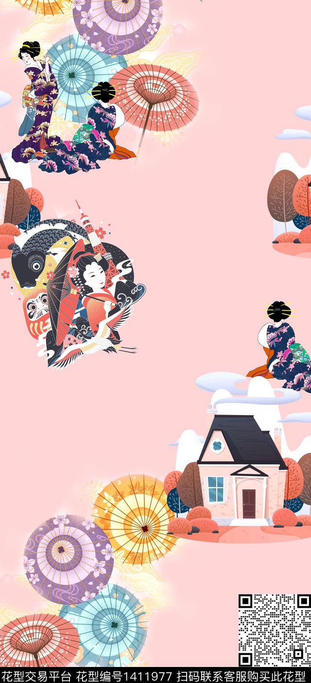 旗袍卡通真丝数码印花华亿平台下载（图片编号: 1411977） - 瓦栏（Walan）