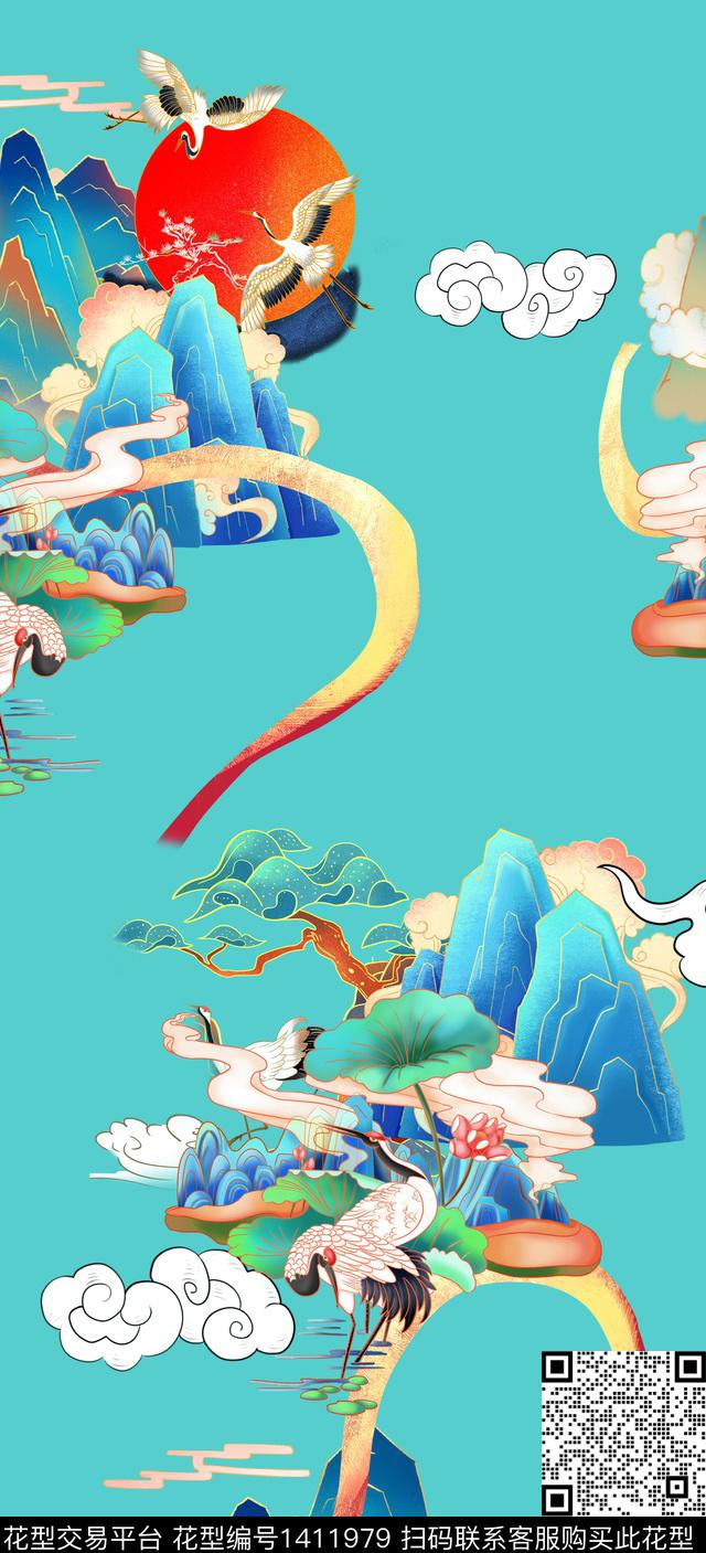 旗袍卡通真丝数码印花华亿平台下载（图片编号: 1411979） - 瓦栏（Walan）