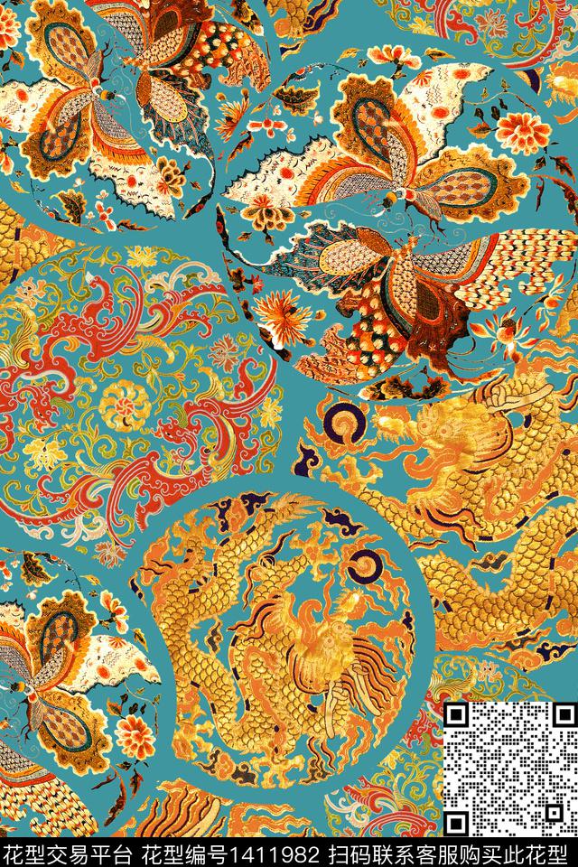 香云纱真丝中国风数码印花华亿平台下载（图片编号: 1411982） - 瓦栏（Walan）