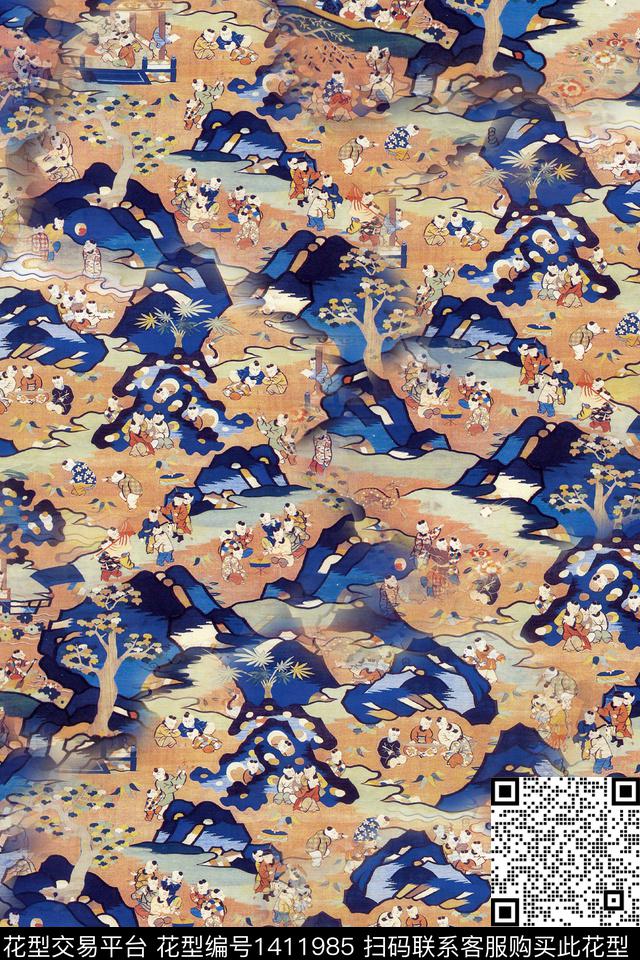 香云纱真丝中国风数码印花华亿平台下载（图片编号: 1411985） - 瓦栏（Walan）