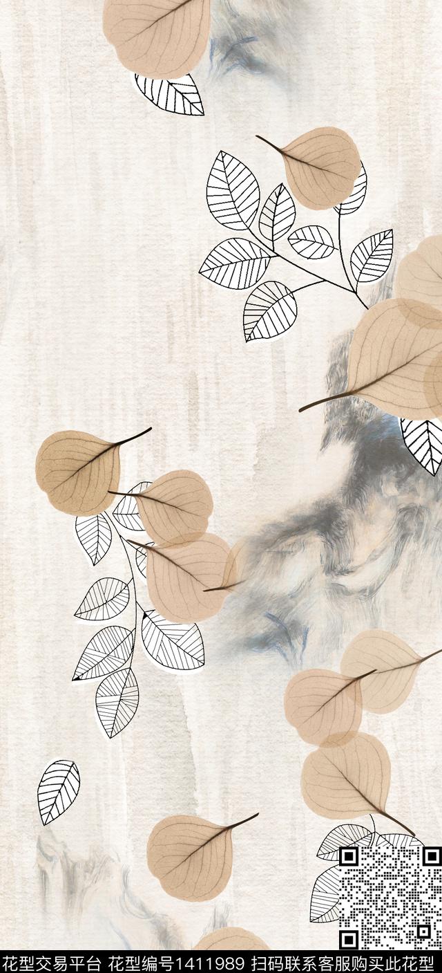 民族花卉真丝水墨风数码印花华亿平台下载（图片编号: 1411989） - 瓦栏（Walan）