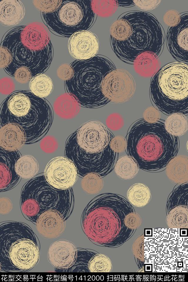 几何旗袍真丝数码印花华亿平台下载（图片编号: 1412000） - 瓦栏（Walan）