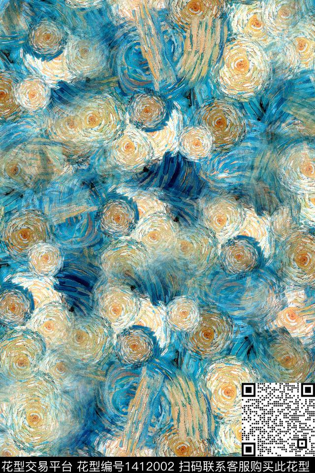 肌理真丝油画华亿平台数码印花华亿平台下载（图片编号: 1412002） - 瓦栏（Walan）