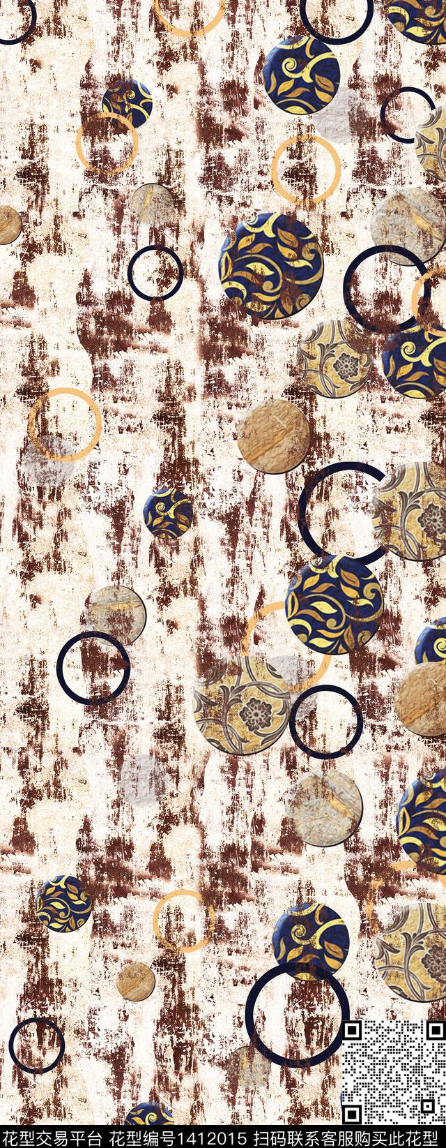 几何复古抽象数码印花华亿平台下载（图片编号: 1412015） - 瓦栏（Walan）