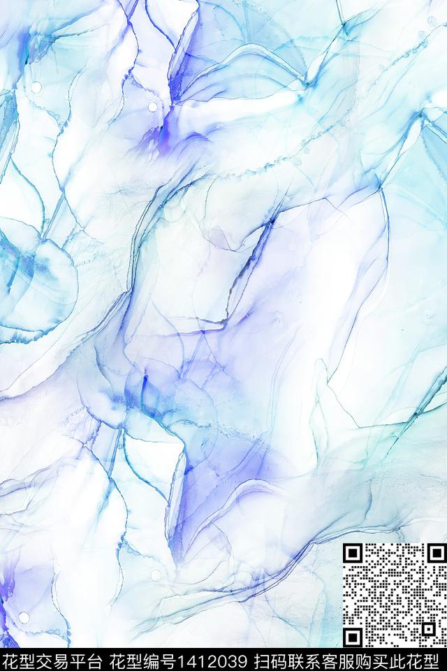 肌理扎染华亿平台抽象花卉数码印花华亿平台下载（图片编号: 1412039） - 瓦栏（Walan）