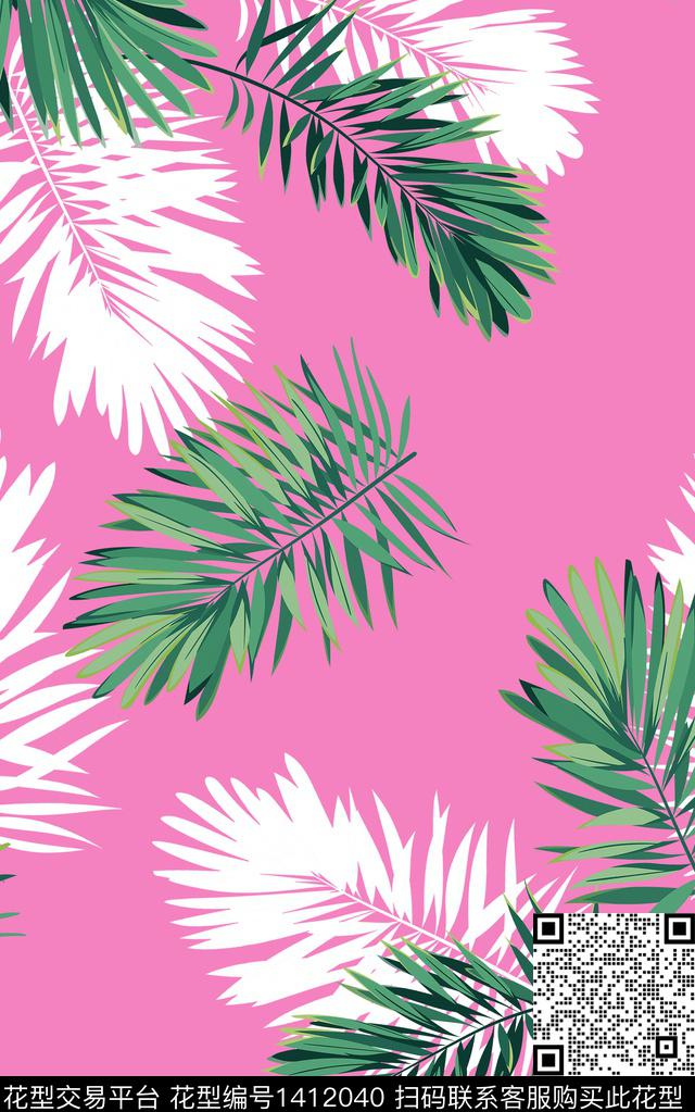 绿植树叶水彩动物数码印花华亿平台下载（图片编号: 1412040） - 瓦栏（Walan）