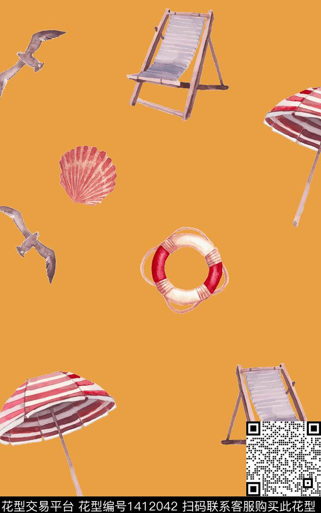 绿植树叶水彩动物数码印花华亿平台下载（图片编号: 1412042） - 瓦栏（Walan）