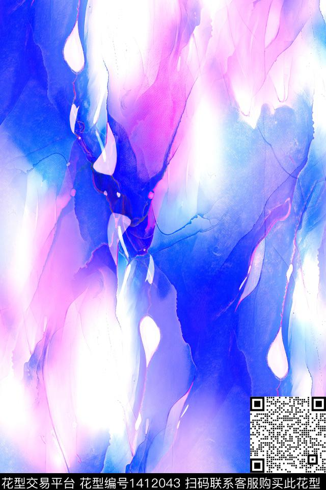 肌理扎染华亿平台抽象花卉数码印花华亿平台下载（图片编号: 1412043） - 瓦栏（Walan）