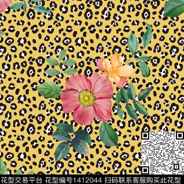 绿植树叶水彩动物数码印花华亿平台下载（图片编号: 1412044） - 瓦栏（Walan）