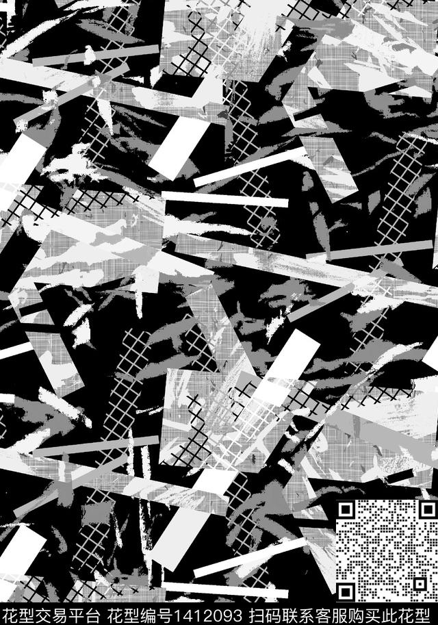 几何肌理大牌风数码印花华亿平台下载（图片编号: 1412093） - 瓦栏（Walan）