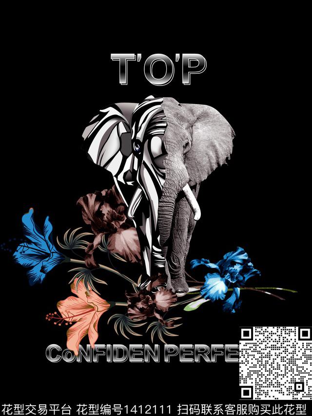 定位花扎染华亿平台动物数码印花华亿平台下载（图片编号: 1412111） - 瓦栏（Walan）