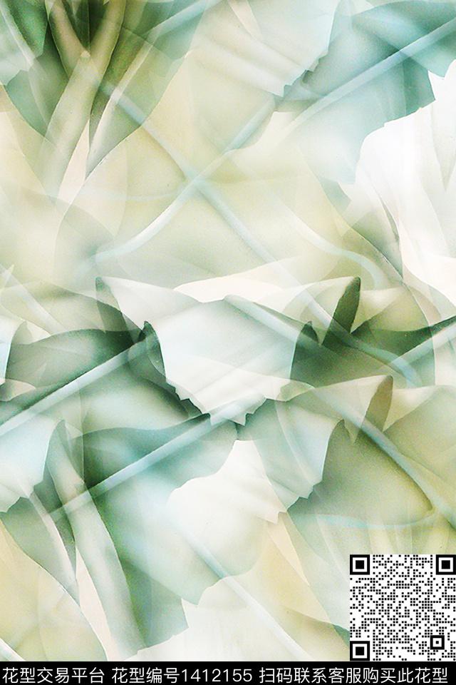 肌理水彩抽象花卉传统印花华亿平台下载（图片编号: 1412155） - 瓦栏（Walan）