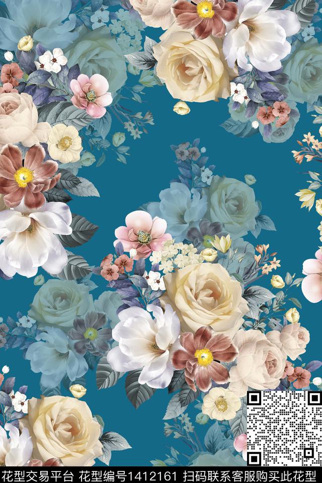 绿植树叶水彩旗袍传统印花华亿平台下载（图片编号: 1412161） - 瓦栏（Walan）