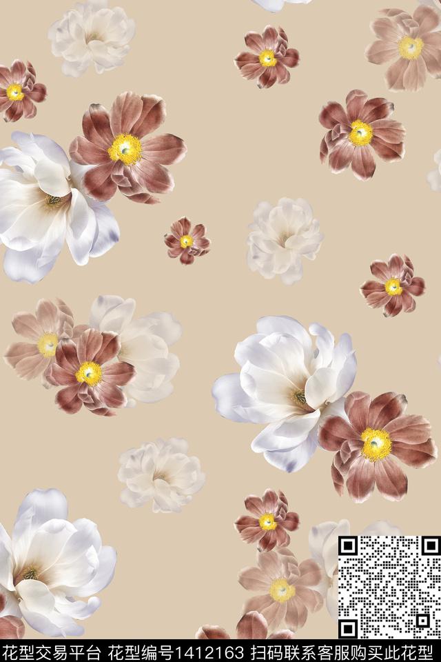 绿植树叶水彩大牌风传统印花华亿平台下载（图片编号: 1412163） - 瓦栏（Walan）