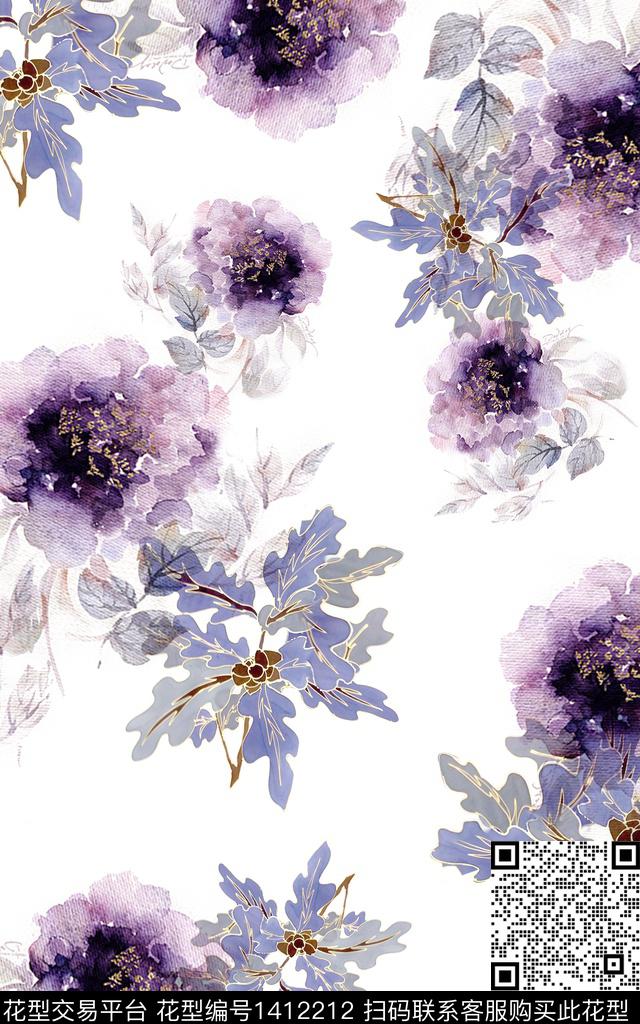 数码华亿平台花卉中国风数码印花华亿平台下载（图片编号: 1412212） - 瓦栏（Walan）