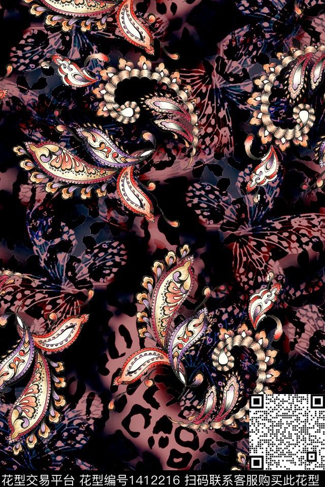 肌理复古民族风数码印花华亿平台下载（图片编号: 1412216） - 瓦栏（Walan）