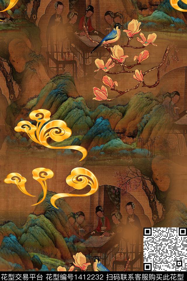 连衣裙香云纱中国风传统印花华亿平台下载（图片编号: 1412232） - 瓦栏（Walan）