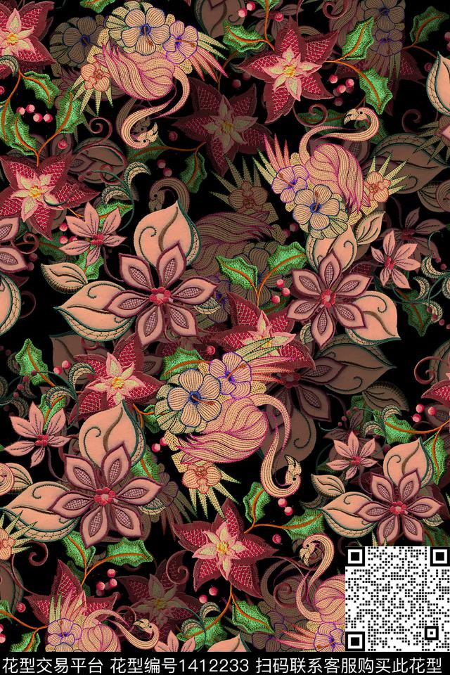 连衣裙香云纱中国风传统印花华亿平台下载（图片编号: 1412233） - 瓦栏（Walan）