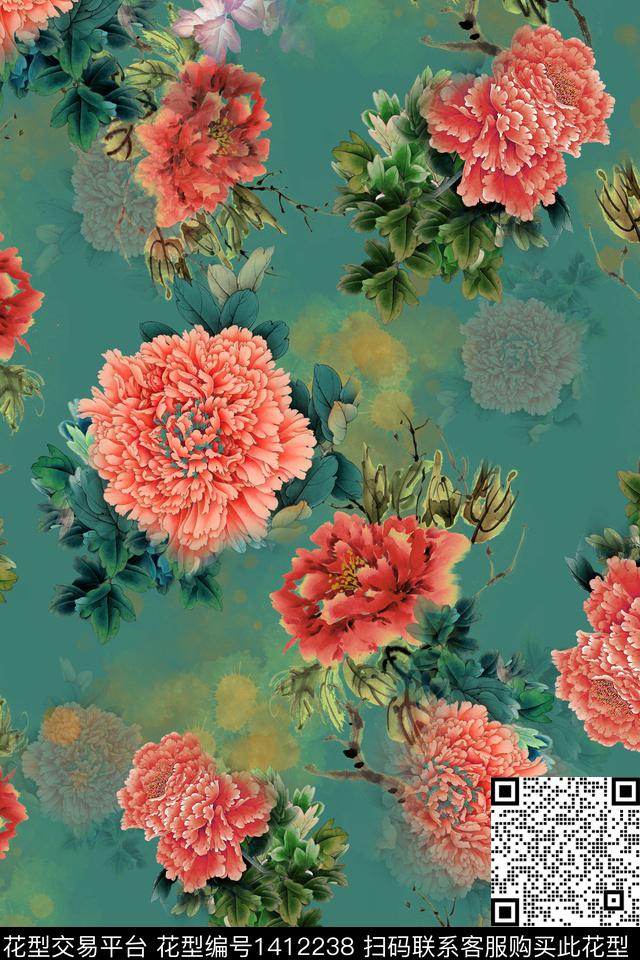 连衣裙香云纱中国风传统印花华亿平台下载（图片编号: 1412238） - 瓦栏（Walan）