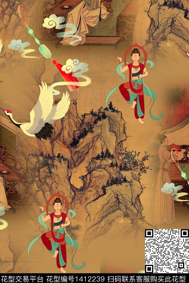 连衣裙香云纱中国风传统印花华亿平台下载（图片编号: 1412239） - 瓦栏（Walan）