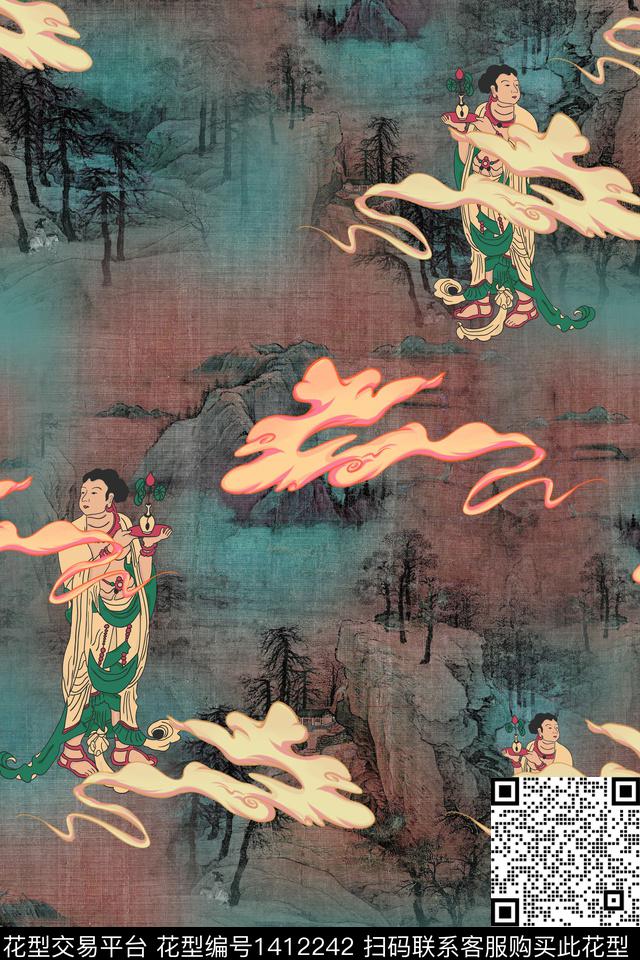 连衣裙香云纱中国风传统印花华亿平台下载（图片编号: 1412242） - 瓦栏（Walan）